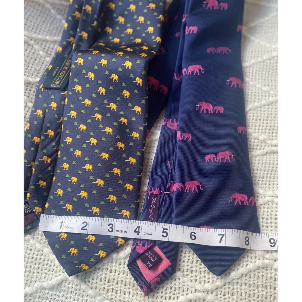 2 Silk Elephant Novelty‎ Ties English Silk Mitchelsons London Excellent Gift!